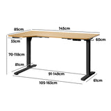 NNEED L-shape Electric Standing Desk Single Motor 145CM Black&Oak
