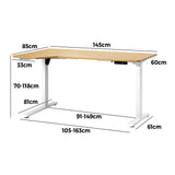 NNEED L-shape Electric Standing Desk Single Motor 145CM White&Oak