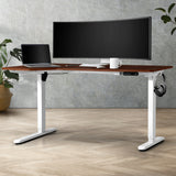 NNEED L-shape Electric Standing Desk Single Motor 145CM White&Walnut