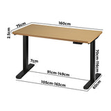 NNEED Sit Stand Desk Motorised Adjustable 160cm Black&Oak