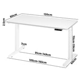 NNEED Standing Desk Adjustable Motorised 120cm White