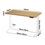 NNEED Sit Stand Desk Motorised Adjustable 160cm White&Oak