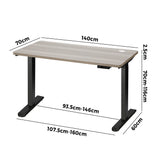 NNEED 140cm Electric Standing Desk Dual Motor Black&Grey-Oak