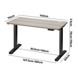 NNEED 140cm Electric Standing Desk Dual Motor Black&Grey-Oak