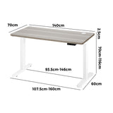 NNEED 140cm Electric Standing Desk Dual Motor White&Grey-Oak