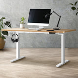 NNEED Sit-Stand Desk Height Adjustable Desk White&Oak