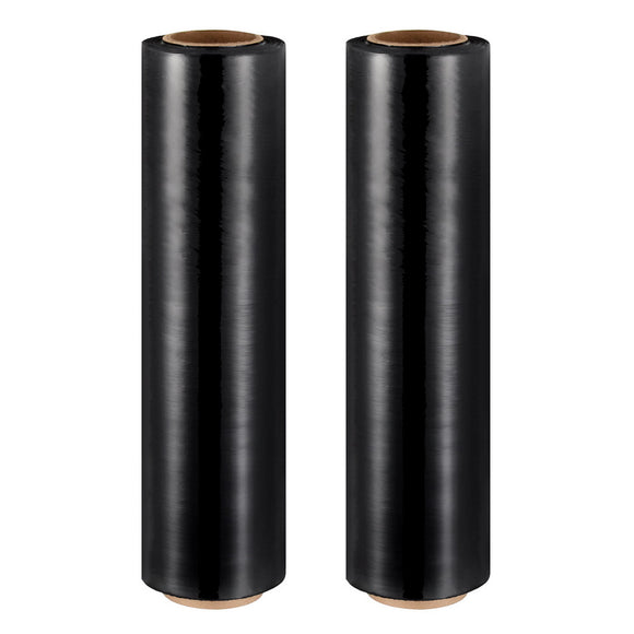 NNEDSZ 500mm x 400m Stretch Film Pallet Shrink Wrap 2 Rolls Package Use Plastic Black