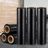 NNEDSZ 500mm x 400m Stretch Film Pallet Shrink Wrap 6 Rolls Package Use Plastic Black
