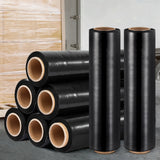 NNEDSZ 500mm x 400m Stretch Film Pallet Shrink Wrap 8 Rolls Package Use Plastic Black