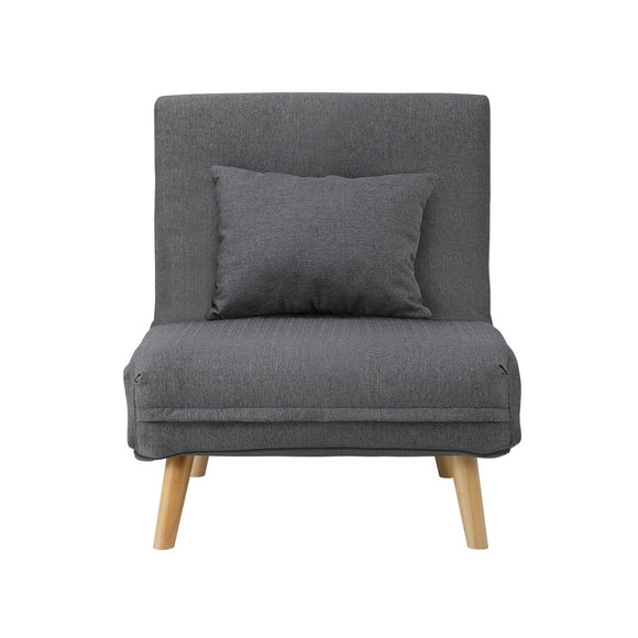 NNEED Lounge Sofa Bed Linen Fabric Single Seat Grey
