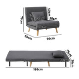 NNEED Lounge Sofa Bed Linen Fabric Single Seat Grey
