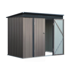 NNEDSZ Garden Shed 2.31x1.31M Sheds Outdoor Storage Tool Metal Workshop Shelter Double Door