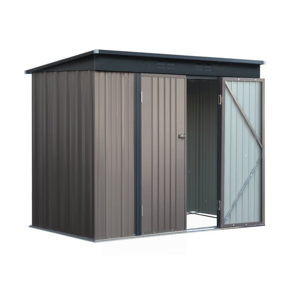 NNEDSZ Garden Shed 2.31x1.31M Sheds Outdoor Storage Tool Metal Workshop Shelter Double Door