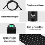 NNEDSZ 10'' Rain Shower Head Set Handheld Square High Pressure Black