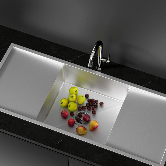 NNEDSZ Cefito Kitchen Sink Basin Stainless Steel Under/Top/Flush Mount Bowl 122X45CM