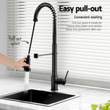 NNEDSZ Cefito Stainless Steel Sink 51x45CM With Pull Out Mixer Tap Kitchen Single Bowl Black