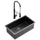 NNEDSZ Cefito Stainless Steel Sink 70x45CM With Pull Out Mixer Tap Kitchen Basin Single Bowl Black