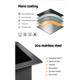 NNEDSZ Cefito Kitchen Sink 75X45CM Stainless Steel Basin Single Bowl Drain Part Black