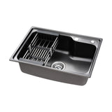 NNEDSZ Cefito Kitchen Sink 61X43CM Stainless Steel Basin Single Bowl Black Drain Basket