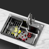 NNEDSZ Cefito Kitchen Sink 61X43CM Stainless Steel Basin Single Bowl Black Drain Basket