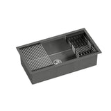 NNEDSZ Kitchen Sink 81X45CM Stainless Steel Single Bowl Drain Rack Basket Black