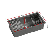 NNEDSZ Kitchen Sink 81X45CM Stainless Steel Single Bowl Drain Rack Basket Black