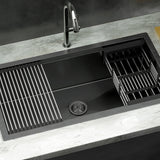 NNEDSZ Kitchen Sink 81X45CM Stainless Steel Single Bowl Drain Rack Basket Black