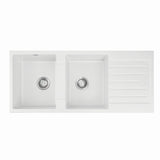 Cefito Kitchen Sink 116x50cm Granite Stone Sink Double Bowl White