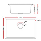 Cefito Kitchen Sink 70x45cm Granite Stone Sink Single Bowl Black