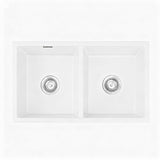 Cefito Kitchen Sink 77x45cm Granite Stone Sink Double Bowl White