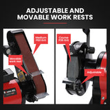 NNEMB Bench Grinder and Belt Sander Combo, 150mm Grinding Disc, 50 x 686mm Linisher, Brushless Motor, Worklight