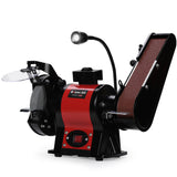 NNEMB Bench Grinder and Belt Sander Combo, 150mm Grinding Disc, 50 x 686mm Linisher, Brushless Motor, Worklight