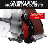 NNEMB Bench Grinder Sander and Polisher Combo, 150mm Grinding Wheel, 50mm Linisher, 520W Brushless Motor, w/ Wire and Buffing Wheels