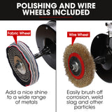 NNEMB Bench Grinder Sander and Polisher Combo, 150mm Grinding Wheel, 50mm Linisher, 520W Brushless Motor, w/ Wire and Buffing Wheels