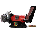 NNEMB Bench Grinder Sander and Polisher Combo, 150mm Grinding Wheel, 50mm Linisher, 520W Brushless Motor, w/ Wire and Buffing Wheels