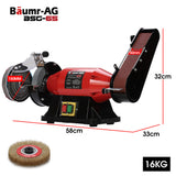 NNEMB Bench Grinder Sander and Polisher Combo, 150mm Grinding Wheel, 50mm Linisher, 520W Brushless Motor, w/ Wire and Buffing Wheels