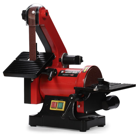 NNEMB Bench Vertical Belt and Disc Sander Combo, 25mm Linisher, 125mm Sanding Disc, Brushless Motor, Dust Collection Ports