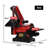 NNEMB Bench Vertical Belt and Disc Sander Combo, 25mm Linisher, 125mm Sanding Disc, Brushless Motor, Dust Collection Ports