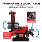 NNEMB Bench Vertical Belt and Disc Sander Combo, 25mm Linisher, 125mm Sanding Disc, Brushless Motor, Dust Collection Ports