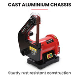 NNEMB Bench Vertical Belt and Disc Sander Combo, 25mm Linisher, 125mm Sanding Disc, Brushless Motor, Dust Collection Ports