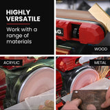 NNEMB Bench Belt and Disc Sander Combo, 100mm Linisher + 150mm Disc, S1 Rated 400W Brushless Motor, Horizontal & Vertical Sanding