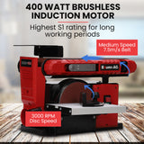 NNEMB Bench Belt and Disc Sander Combo, 100mm Linisher + 150mm Disc, S1 Rated 400W Brushless Motor, Horizontal & Vertical Sanding