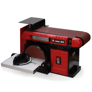NNEMB Bench Belt and Disc Sander Combo, 100mm Linisher + 150mm Disc, S1 Rated 400W Brushless Motor, Horizontal & Vertical Sanding