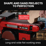 NNEMB Bench Belt and Disc Sander Combo, 100mm Linisher + 150mm Disc, S1 Rated 400W Brushless Motor, Horizontal & Vertical Sanding