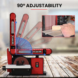 NNEMB Bench Belt and Disc Sander Combo, 100mm Linisher + 150mm Disc, S1 Rated 400W Brushless Motor, Horizontal & Vertical Sanding