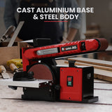 NNEMB Bench Belt and Disc Sander Combo, 100mm Linisher + 150mm Disc, S1 Rated 400W Brushless Motor, Horizontal & Vertical Sanding