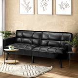 NNEED Sofa Bed Futon Convertible Leather 3-Seater Black
