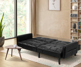 NNEED Sofa Bed Futon Convertible Leather 3-Seater Black