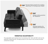 NNEED Sofa Bed Futon Convertible Leather 3-Seater Black
