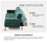 NNEED Sofa Bed Velvet 3-Seater Green